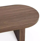 Tavolino da caffè ovale LuxenHome in MDF con effetto travertino e finitura noce, marrone
