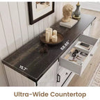 Cassettiera a 4 cassetti per fattoria, 59 cassettiere in legno con ante scorrevoli a fienile, Porta TV con cassetti e maniglie a barra, Comò per soggiorno, camera da letto
