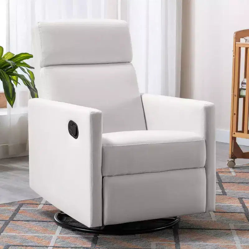 Okak Poltrone Moderne di Design per Camera da Letto, Poltrona a Dondolo Tappezzata per Cameretta Sedia Girevole Reclinabile con Funzione Glider e Seduta Felpata