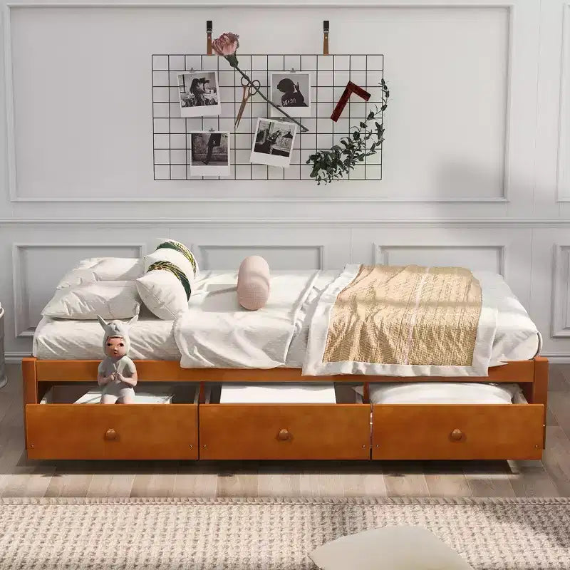 Whisen Letto a Piattaforma Matrimoniale con 3 Cassetti