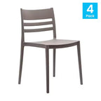 Flash Furniture Bridgeport Set di 4 sedie impilabili da interni-esterni per patio con schienale a doghe, sedia commerciale in resina per tutte le stagioni
