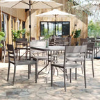 Flash Furniture Bridgeport Set di 4 sedie impilabili da interni-esterni per patio con schienale a doghe, sedia commerciale in resina per tutte le stagioni