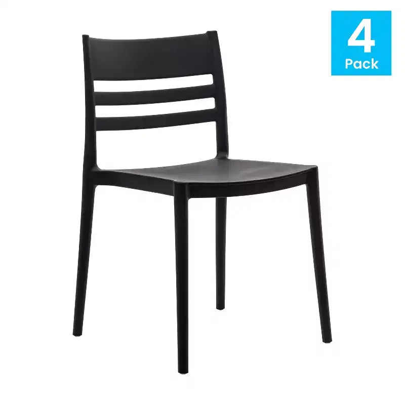 Flash Furniture Bridgeport Set di 4 sedie impilabili da interni-esterni per patio con schienale a doghe, sedia commerciale in resina per tutte le stagioni