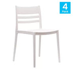 Flash Furniture Bridgeport Set di 4 sedie impilabili da interni-esterni per patio con schienale a doghe, sedia commerciale in resina per tutte le stagioni