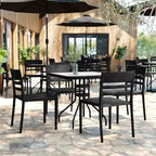Flash Furniture Bridgeport Set di 4 sedie impilabili da interni-esterni per patio con schienale a doghe, sedia commerciale in resina per tutte le stagioni