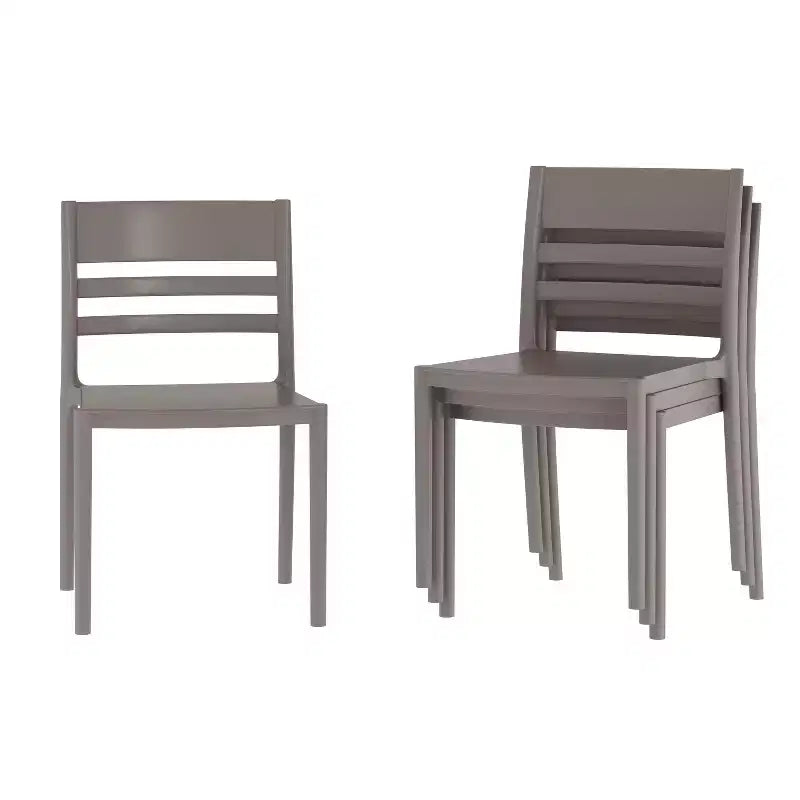 Flash Furniture Bridgeport Set di 4 sedie impilabili da interni-esterni per patio con schienale a doghe, sedia commerciale in resina per tutte le stagioni