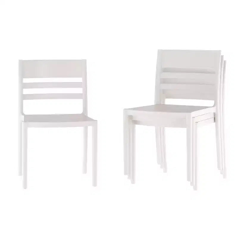 Flash Furniture Bridgeport Set di 4 sedie impilabili da interni-esterni per patio con schienale a doghe, sedia commerciale in resina per tutte le stagioni