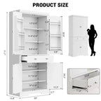 Dispensa da cucina alta 183 cm, con 2 cassetti, 2 armadietti, 3 ripiani regolabili, 6 mensole sullo sportello, mobiletto indipendente per cucina e soggiorno