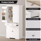 Dispensa da cucina alta 183 cm, con 2 cassetti, 2 armadietti, 3 ripiani regolabili, 6 mensole sullo sportello, mobiletto indipendente per cucina e soggiorno
