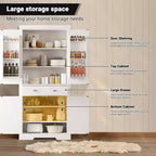 Dispensa da cucina alta 183 cm, con 2 cassetti, 2 armadietti, 3 ripiani regolabili, 6 mensole sullo sportello, mobiletto indipendente per cucina e soggiorno
