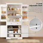 Dispensa da cucina alta 183 cm, con 2 cassetti, 2 armadietti, 3 ripiani regolabili, 6 mensole sullo sportello, mobiletto indipendente per cucina e soggiorno