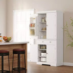 Dispensa da cucina alta 183 cm, con 2 cassetti, 2 armadietti, 3 ripiani regolabili, 6 mensole sullo sportello, mobiletto indipendente per cucina e soggiorno