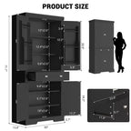 Dispensa da cucina alta 183 cm, con 2 cassetti, 2 armadietti, 3 ripiani regolabili, 6 mensole sullo sportello, mobiletto indipendente per cucina e soggiorno