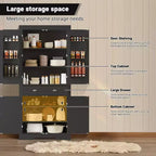 Dispensa da cucina alta 183 cm, con 2 cassetti, 2 armadietti, 3 ripiani regolabili, 6 mensole sullo sportello, mobiletto indipendente per cucina e soggiorno