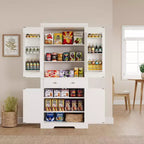 Dispensa da cucina alta 183 cm, con 2 cassetti, 2 armadietti, 3 ripiani regolabili, 6 mensole sullo sportello, mobiletto indipendente per cucina e soggiorno