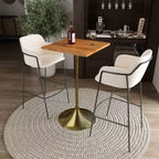 LeisureMod Verve Tavolo da pranzo quadrato altezza bar 24 - Tavolo moderno con piano in MDF e base a piedistallo in oro spazzolato altezza bancone per cucina, casa e pub