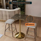 LeisureMod Verve Tavolo da pranzo quadrato altezza bar 24 - Tavolo moderno con piano in MDF e base a piedistallo in oro spazzolato altezza bancone per cucina, casa e pub