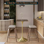 LeisureMod Verve Tavolo da pranzo quadrato altezza bar 24 - Tavolo moderno con piano in MDF e base a piedistallo in oro spazzolato altezza bancone per cucina, casa e pub