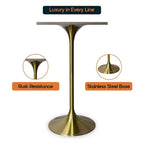LeisureMod Verve Tavolo da pranzo quadrato altezza bar 24 - Tavolo moderno con piano in MDF e base a piedistallo in oro spazzolato altezza bancone per cucina, casa e pub