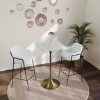 LeisureMod Verve Tavolo da pranzo quadrato altezza bar 24 - Tavolo moderno con piano in MDF e base a piedistallo in oro spazzolato altezza bancone per cucina, casa e pub