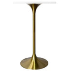 LeisureMod Verve Tavolo da pranzo quadrato altezza bar 24 - Tavolo moderno con piano in MDF e base a piedistallo in oro spazzolato altezza bancone per cucina, casa e pub