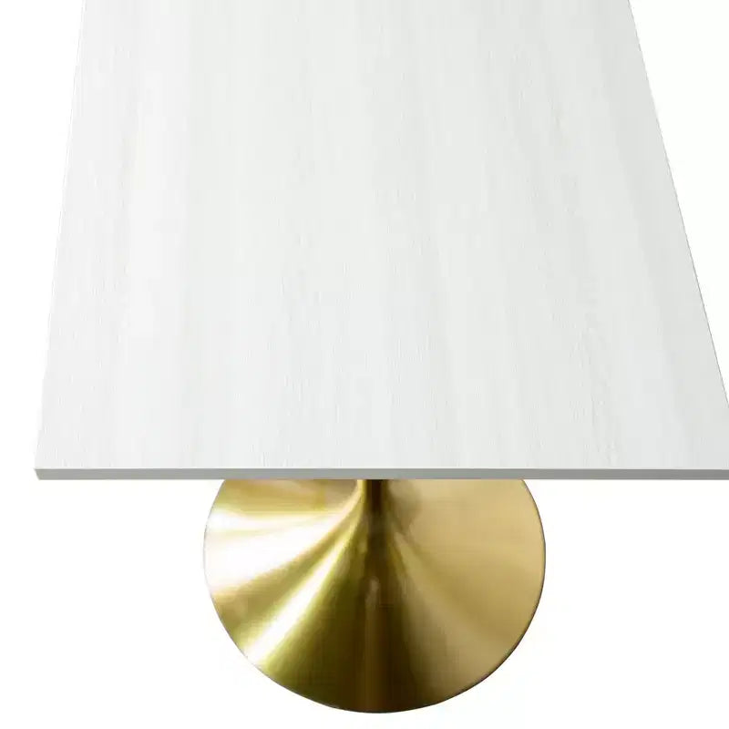 LeisureMod Verve Tavolo da pranzo quadrato altezza bar 24 - Tavolo moderno con piano in MDF e base a piedistallo in oro spazzolato altezza bancone per cucina, casa e pub