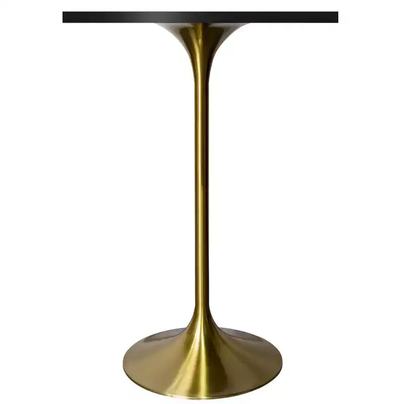 LeisureMod Verve Tavolo da pranzo quadrato altezza bar 24 - Tavolo moderno con piano in MDF e base a piedistallo in oro spazzolato altezza bancone per cucina, casa e pub