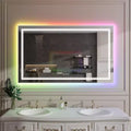 RGB LED Mirror for Bathroom, Mirror with 8 RGB Backlit & 3 Front Lit (Adjustable Individually),Horizontal/Vertical