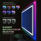 Specchio LED RGB per Bagno, Specchio con 8 Retroilluminazioni RGB e 3 Luci Frontali (Regolabili Individualmente), Orizzontale/Verticale