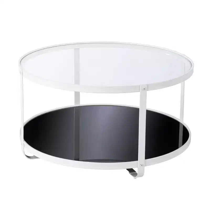 Tavolino da cocktail Vimmerly con piano in vetro - Bianco - SEI