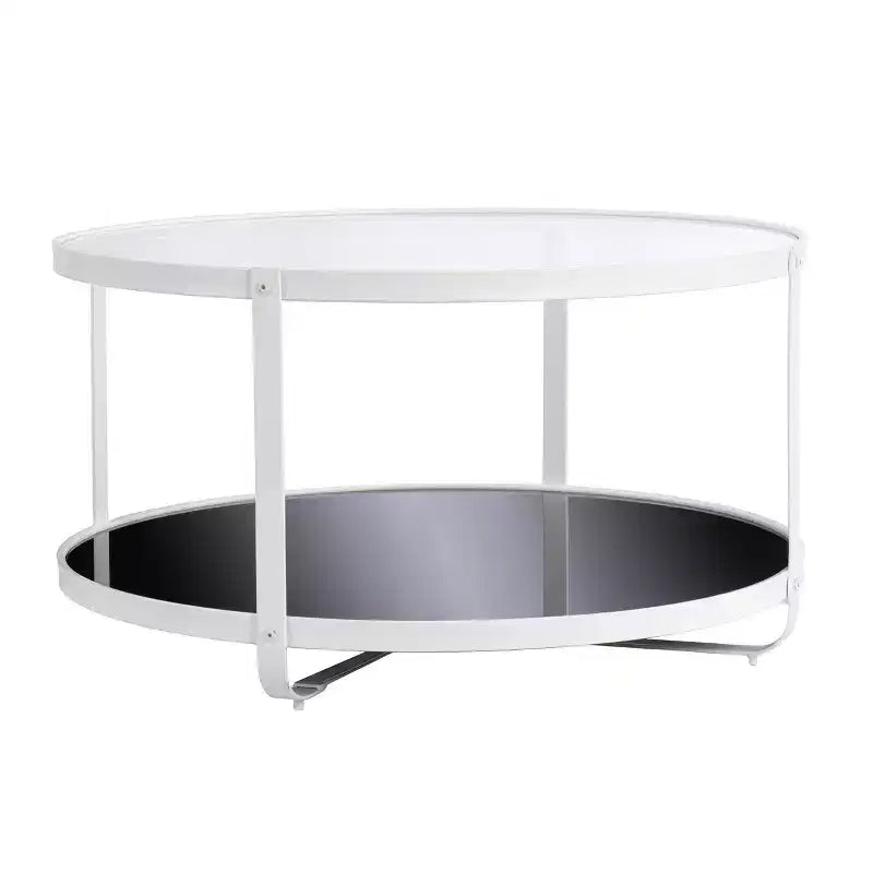 Tavolino da cocktail Vimmerly con piano in vetro - Bianco - SEI