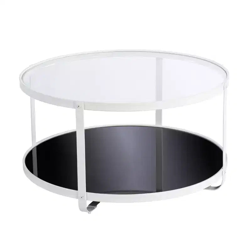 Tavolino da cocktail Vimmerly con piano in vetro - Bianco - SEI