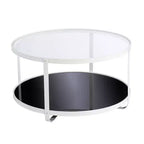 Tavolino da cocktail Vimmerly con piano in vetro - Bianco - SEI