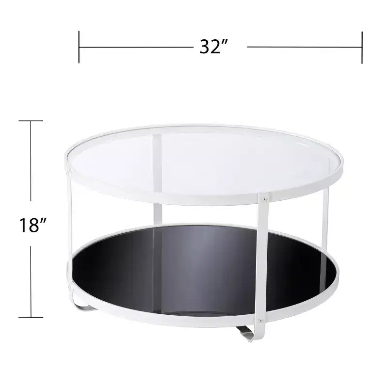 Tavolino da cocktail Vimmerly con piano in vetro - Bianco - SEI
