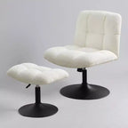Art Leon Leisure Linen Fabric Swivel Accent Chair with Ottoman, Wood and Metal Frame