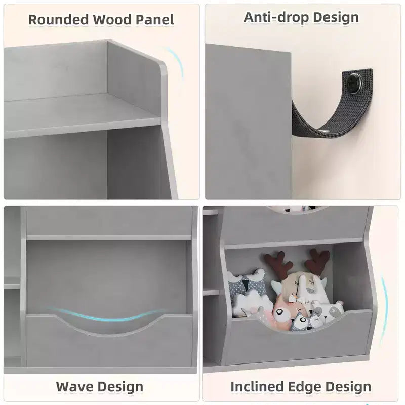 Scaffale per Bambini a 3 Strati Alto 80 cm, Mobile Contenitore per Giocattoli, Porta Giocattoli per Bambini a 5 Scomparti per Camera da Letto, Corridoio, Soggiorno e Asilo Nido