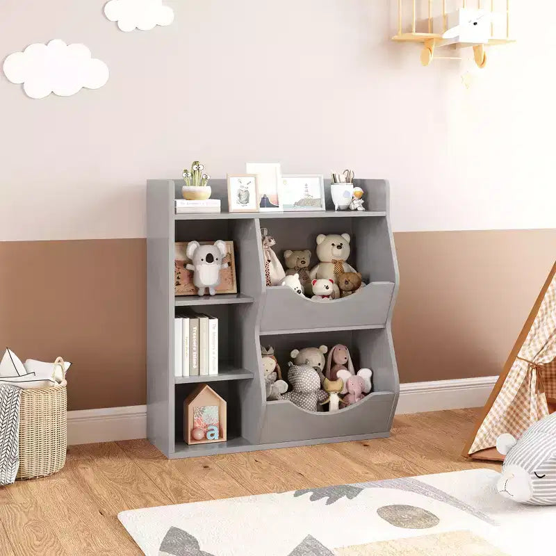 Scaffale per Bambini a 3 Strati Alto 80 cm, Mobile Contenitore per Giocattoli, Porta Giocattoli per Bambini a 5 Scomparti per Camera da Letto, Corridoio, Soggiorno e Asilo Nido