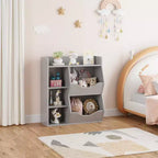Scaffale per Bambini a 3 Strati Alto 80 cm, Mobile Contenitore per Giocattoli, Porta Giocattoli per Bambini a 5 Scomparti per Camera da Letto, Corridoio, Soggiorno e Asilo Nido