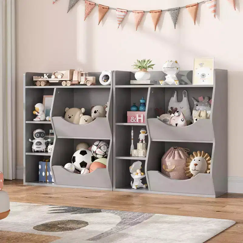 Scaffale per Bambini a 3 Strati Alto 80 cm, Mobile Contenitore per Giocattoli, Porta Giocattoli per Bambini a 5 Scomparti per Camera da Letto, Corridoio, Soggiorno e Asilo Nido