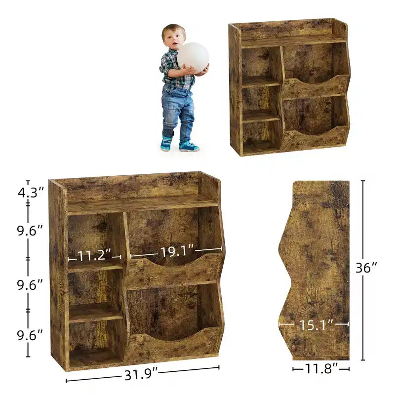 Scaffale per Bambini a 3 Strati Alto 80 cm, Mobile Contenitore per Giocattoli, Porta Giocattoli per Bambini a 5 Scomparti per Camera da Letto, Corridoio, Soggiorno e Asilo Nido