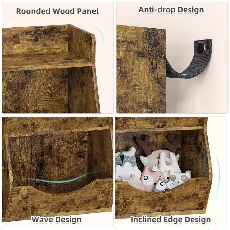 Scaffale per Bambini a 3 Strati Alto 80 cm, Mobile Contenitore per Giocattoli, Porta Giocattoli per Bambini a 5 Scomparti per Camera da Letto, Corridoio, Soggiorno e Asilo Nido