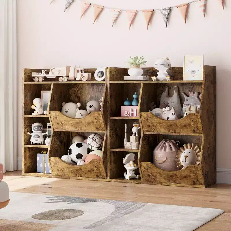 Scaffale per Bambini a 3 Strati Alto 80 cm, Mobile Contenitore per Giocattoli, Porta Giocattoli per Bambini a 5 Scomparti per Camera da Letto, Corridoio, Soggiorno e Asilo Nido