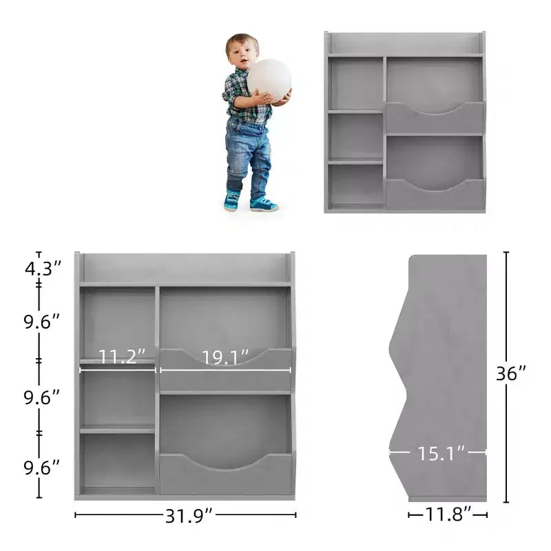 Scaffale per Bambini a 3 Strati Alto 80 cm, Mobile Contenitore per Giocattoli, Porta Giocattoli per Bambini a 5 Scomparti per Camera da Letto, Corridoio, Soggiorno e Asilo Nido