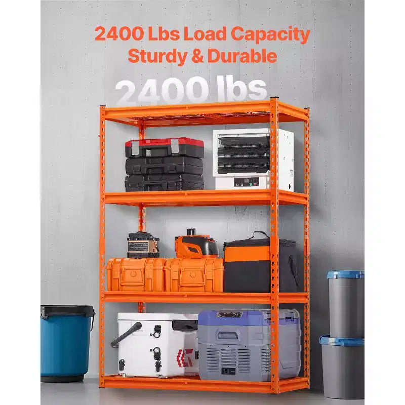 Scaffali di stoccaggio VEVOR, 1088 kg, Scaffalatura da garage resistente a 4 ripiani, 50,8 P x 101,6 L x 152,4 H cm Scaffali metallici regolabili per unità di scaffalatura industriale