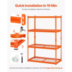 Scaffali di stoccaggio VEVOR, 1088 kg, Scaffalatura da garage resistente a 4 ripiani, 50,8 P x 101,6 L x 152,4 H cm Scaffali metallici regolabili per unità di scaffalatura industriale