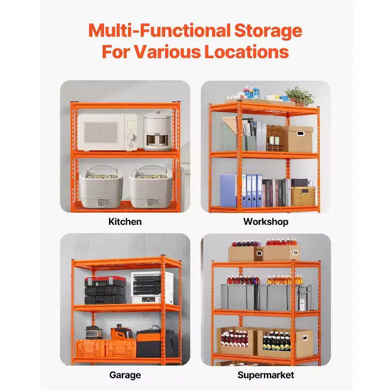 Scaffali di stoccaggio VEVOR, 1088 kg, Scaffalatura da garage resistente a 4 ripiani, 50,8 P x 101,6 L x 152,4 H cm Scaffali metallici regolabili per unità di scaffalatura industriale