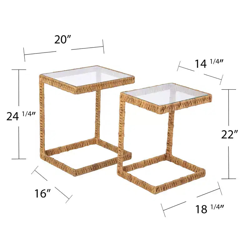 Tavolini impilabili Ismaya in giacinto d'acqua - set 2 pezzi - naturali - SEI
