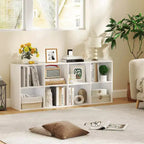 Libreria a 8 cubi Costway con 2 kit antiribaltamento, organizer marrone rustico/bianco