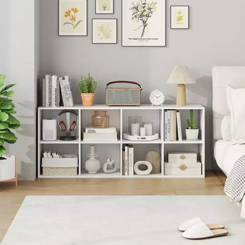 Libreria a 8 cubi Costway con 2 kit antiribaltamento, organizer marrone rustico/bianco