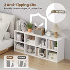Libreria a 8 cubi Costway con 2 kit antiribaltamento, organizer marrone rustico/bianco